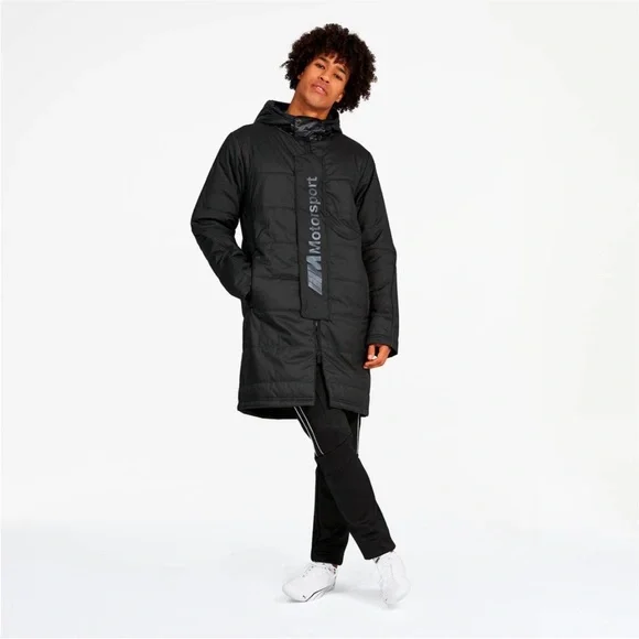 Puma x BMW Motorsport Puffer Long Parka Jacket Black - Picture 4 of 10